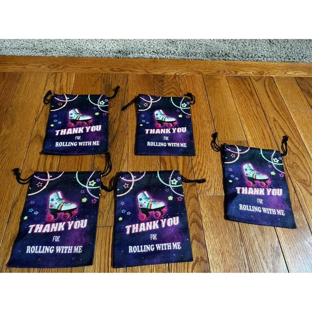 Disfuco Roller Skating Theme Party Bags, Roller Skate Neon Glow Party Favors Sup